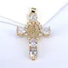 Hänge halsband 5st Jesus Mary Crystal Zircon Cross Necklace Gold Color Punk Men Female smycken charm religiös gåva
