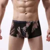 Underbyxor 5st/Lot Mens Underwear Sexiga Boxer Shorts Mesh Se genom Bulge Pouch Male Homme trosor Beachwear Men's Lingerie