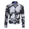 Mäns T -skjortor LAPEL SLEEVE Lång bomull Casual Loose Fall/Winter Shirt Polyester Men Printed Men Party Button Vintage Solid