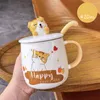 Tasses Dessin Animé En Trois Dimensions Mignon Tasse Dortoir Étudiant Avec Couvercle Cuillère Tasse À Boire En Céramique Garçons Et Filles Design Sense Café