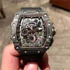 Rörelse klockor Richardmille Top Lithe Wristwatch Red Devil Carbon Fiber Watch Men's Black Technology Luxury Samma Mechanical Watch Mill RM056 RB3L98