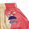 Mäns shorts Red Casablanca Silk Shorts Män kvinnor 1 1 Toppversion Drawstring Shorts Breeches T230419