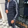 Herren-Trainingsanzüge, Frühlings-Herren-Trainingsanzug-Sets, Jogger, Fitnessstudios, Sportbekleidung, lässige Mode, Jacke, hochwertige Jogginghose, 3D-Plaid, männlicher Sportanzug 231118