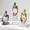 Decorative Objects Colorful Graffiti Sculpture Thinker Statue Resin Abstract Figurine Home Deoor Interior Office Desktop Handmade Crafts Decoration 230418