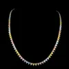 Vintage Rainbow Tennis multicolor Vvs Moissanite Diamond Solid Sier collar cadena para mujer