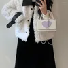 Borse da sera Giappone Harajuku Cute Heart Borsa da donna Kawaii Spalla 2023 Piccola borsa a tracolla Lolita con catena di perline Ragazza Borsa a tracolla