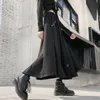 Röcke Harajuku Punk-Stil Hohe Taille Spleißen Schnalle Unregelmäßige Gothic Schwarz Streetwear Frei Einstellbar 230418