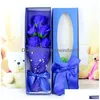 Decorative Flowers Wreaths Artificial Soap Roses With Little Cute Teddy Delicate Boxed Five Immortal Flower Or Three 8 8Hr F R Dro Dhzgc