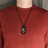 Rostfritt stål amulett hund tagg halsband pendelle svart rune av berserker krigare charms trottoarkedja 24 tum för män pojke kvinnor