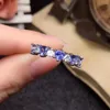 Cluster Rings Gift Bague en tanzanite réelle et naturelle en argent sterling 925 pour homme ou femme