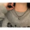 Letter H Round Label Pant Necklace Women's Fashion Personality Temperament Neck Advanced Design Sense Small Crowd Clavicle Chain