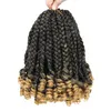 Cheveux synthétiques au crochet courts Bob Box Braid avec extrémités bouclées 10 pouces Omber Blonde pré-étirée Box Braids pour femmes enfants cheveux synthétiquesCheveux tressés synthétiques (pour