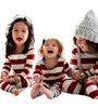 Família combinando roupas natal olhar 2023 inverno pai criança 2 peças terno macio sleepwear infantil bebê macacão natal listrado padrão pijama conjunto 231118