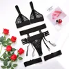 Set sexy Ellolace Rhomboid Lingerie erotica Sensuale Costumi esotici trasparenti Reggiseno trasparente Giarrettiera Porno Sissy Maid Outfit 230419