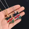 Pendant Necklaces Vintage African Kenya Map Necklace For Women Enamel Flag Chain Stainless Steel Jewelry Gift Collier