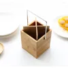 Förvaringsflaskor bambu kök bestick rör med metallhandtag prylar verktyg arrangör lådtillbehörsredskap containerhållare burk