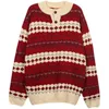 Damen Pullover Deeptown Korean Fashion Weihnachten Pullover Damen Vintage Rot Oversize Geometrie Strickpullover Japanischer Stil Lose O-Ausschnitt Pullo