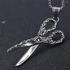 Pendant Necklaces 3D Dimensional Carve Lines Scissors Alloy Necklace Personality Men Retro Funny Clipper Pendants Jewelry Accessory