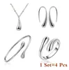 Wedding Jewelry Sets Fashion S925 Silver Needle Earrings Ring Bracelet Set Simple Personality Womens Water Drop Four piece for Women Gift 231118
