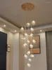 Pendant Lamps Lighting Staircase For Living Room Crystal Chandelier Modern Suspended Ceiling Light Glass Hanging