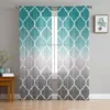 Curtain Geometric Blue Green Gradient Turquoise Sheer Curtains For Living Room Tulle Windows Voile Yarn Short Bedroom