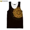 Tanques masculinos tops mexicanos astecas guerreiras 3d tampas masculinas harajuku streetwear superdizes cool colet unisisex verão casual respirável mangas 230419