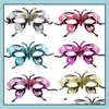 Party Masks New Halloween Mask Children Masquerade Coloured Ding Or Pattern Plating Butterfly Princess Drop Delivery Home Garden Fes Dhwum