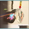 Garden Decorations Ab Color Crystal Sun Catcher Decoration Window Lawn Butterfly Dragonfly Hanging Prism Rainbow Maker Beaded Charms Dhfwq