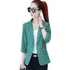 Kvinnors kostymer Spring Women Blazer Korean Stripe Femme Jackets Office Ladies Blazers Passar Casual Thin Single Button Slim Work