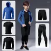 Running Sets 5Pcs Kids Boys Tracksuit Gym Fitness Compression Sports Suit Clothes Teenager Jogging Sport Wear Exercise Workout Tights