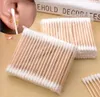 Hisopos de algodón, 5 paquetes, maquillaje de belleza para mujeres, 100 bastoncillos de maquillaje, palitos de madera de doble cabeza, limpieza de oídos, cosméticos, cuidado de la salud 2209198603329