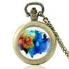 Montres De Poche Unique Encre Peinte États-Unis Carte Conception Vintage Montre À Quartz Hommes Femmes Verre Dôme Pendentif Collier Heures Horloge Cadeaux