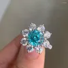 Anelli a grappolo Ruif in argento sterling 925 3.6 Lab Grown Paraiba semplice per le donne Accessori da sposa classici di lusso