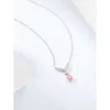 Petit collier délicat en or blanc en forme de V avec diamant rose 0,06 ct + diamants blancs 0,10 ct