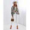 Vestes pour femmes 2023 automne et hiver veste pour femmes mode revers simple boutonnage lâche Plaid laine manteau dames vêtements