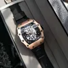 Rörelse tittar på Richardmille Top Lithe Wristwatch Netizen Water Ghost Samma fat Bull Watch Male Student Calender Sport Silicone Non Mechanical 7BD61N