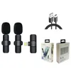 Trådlös krage Klipptyp Mikrofon Portable Audio Video Recording Mini Mic för iPhone Android Live Broadcast Gaming Phone Mic med Retail Box DHL