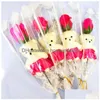 Dekorativa blommor kransar Single Bear Soap Flower Bears Simation Rose Singles Branch Artificial For Teachers Valentines Day Gift DH2JZ