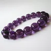 Bracelets en améthystes naturelles de forme ronde, brin de 10mm, perles de cristal extensibles, bijoux pour femmes, pierre de Quartz violet