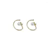 Hoop Earrings KAITIN Silver Needle Pearl Simple C-shaped Fashion Personality Luxury Temperament Wholesale Jewelery