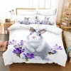 Ensembles de literie petit motif animal impression 3D polyester housse de couette avec taie d'oreiller maison chambre à grande taille