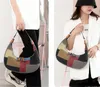 Mode Abendtaschen für Frauen Leinwand Patchwork Farbe Halbmond Umhängetasche Designer Dame Handtaschen Damen Achseltaschen