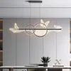 Pendant Lamps Nordic Light Luxury Dining Room LED Chandelier Modern Rectangular Black/Gold Kitchen Creative Study