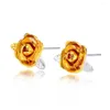 Boucles d'oreilles Vendimia élégant mignon couleur Rose fleur pour femmes alliage romantique délicat oreille manchette bijoux cadeau