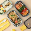 Dinnerware Sets Portable Lunch Case Easy To Clean Bento Holder Buckle Closure Large Capacity Meal Preservation