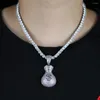 Choker groothandel bulk hiphop sieraden voor mannen vriendje geld tas ons dollar symbool hanger 5a cz tennisketen rots ketting