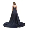 Платье для вечеринок темно -синий выпускной вечер русалки с съемным поездом Gillter Sequint
