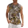 Canotte da uomo Hawaiian Beach Scenery Solid Simple Wind Senza maniche Canotta con lacci Cool Summer Men's 3D Print HD Casual Top 230419