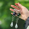 Decorative Figurines Stainless Steel Spiral Wind Spinner Rotating Chimes Hanging Decoration Crystal Ball Drop Pendant Nursery Garden Yard
