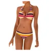 Kvinnors badkläder. Sexy Stripe Print Swimsuit Women Solid Tube Top Bathing Suit High Cut Bikini Set Backless Beachwear Summer Brasilian